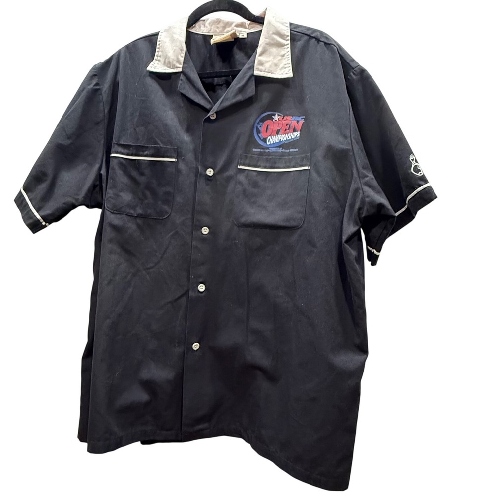 Cruisin‎ USA Mens XL Black USBC Open Championships Bowling Shirt Short Sleeve